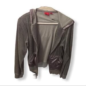 Anne Klein velvet zip up gray size Small